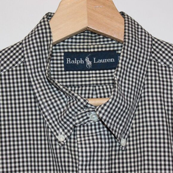 Ralph Lauren Black & White Check Front Pocket Button Down Shirts Men’s Size L - Picture 4 of 11
